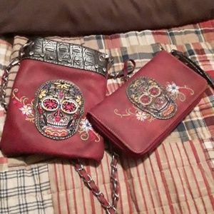 Cross body sugar skull purse